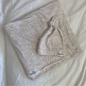 Copper Pearl Baby Swaddle Blanket and Hat in Oat